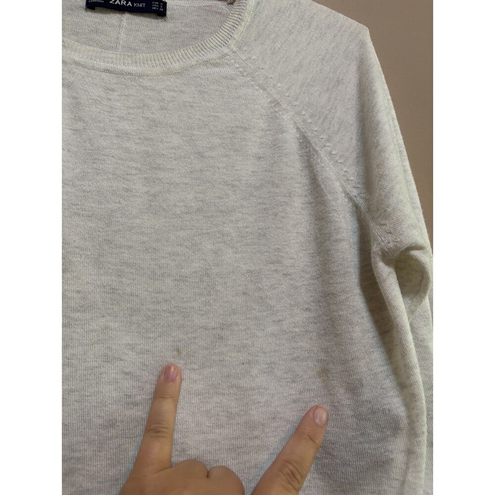 Zara Gray Soft Knit Sweater Lightweight Size Small Side slits Cozy Office Career - Picture 2 of 9